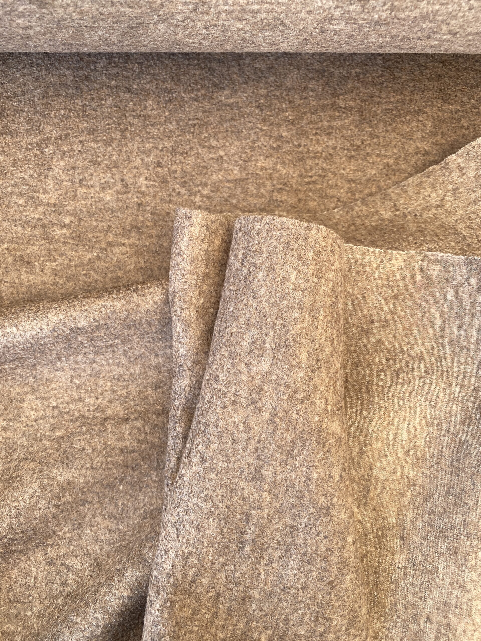 Ex designer melange wool jersey taupe Simply Fabrics