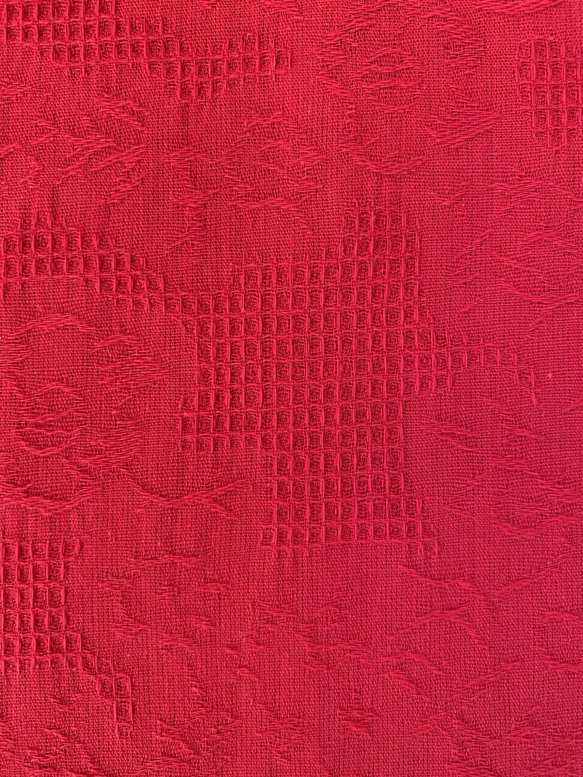 Red cotton waffle jacquard Simply Fabrics